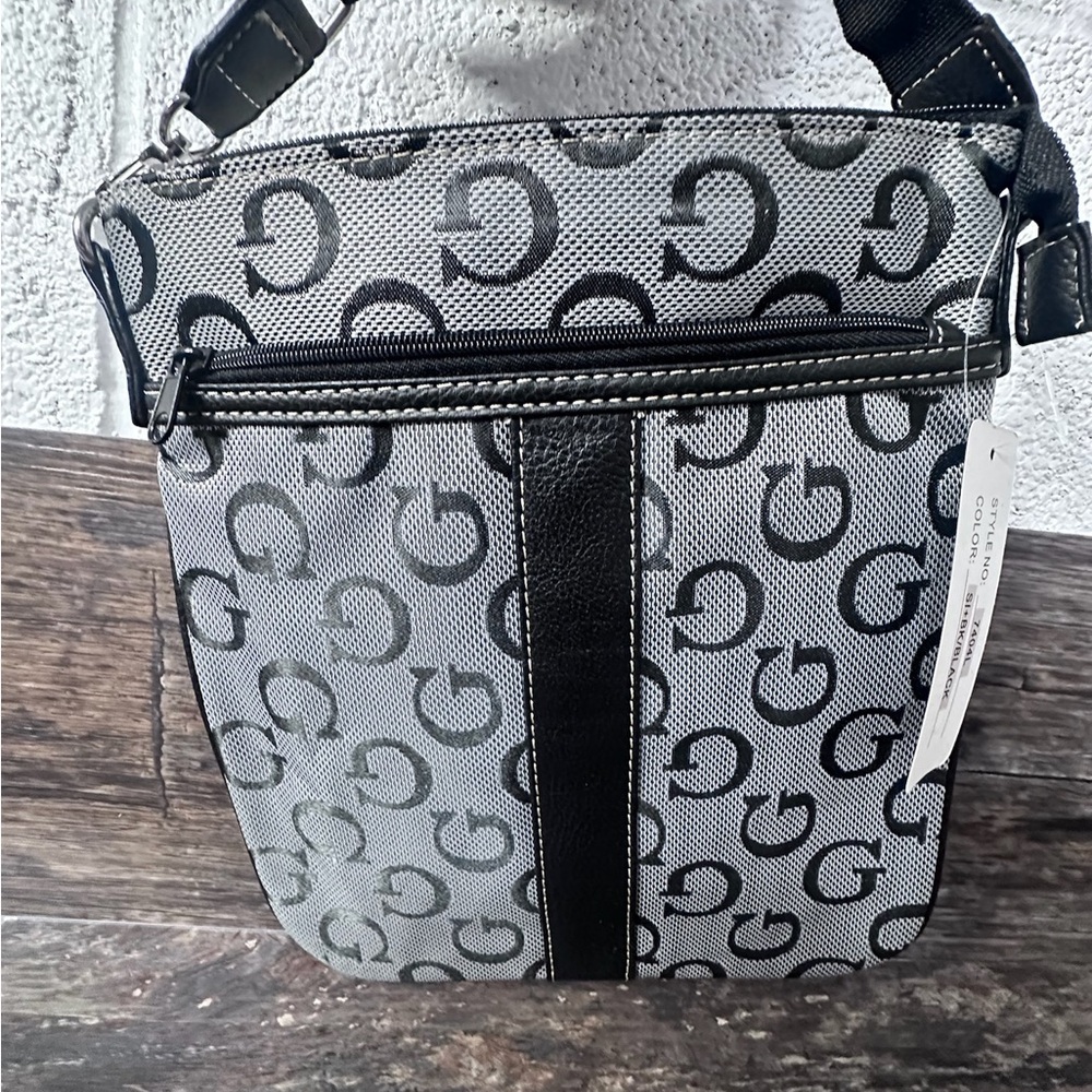 GU3SS‎ Gray and Black Designer Crossbody Bag with Stylish Pattern